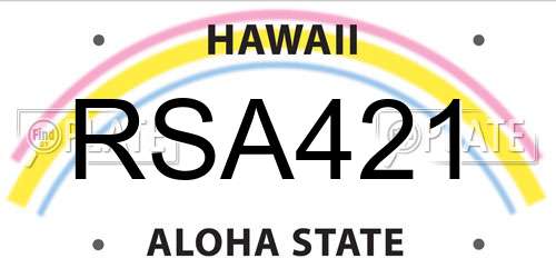 RSA421 Hawaii License Plate