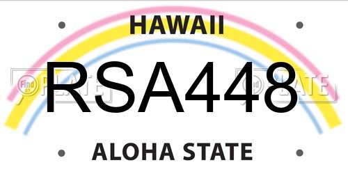 RSA448 Hawaii License Plate
