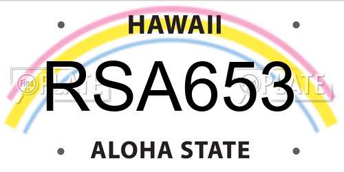 RSA653 Hawaii License Plate