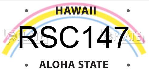 RSC147 Hawaii License Plate