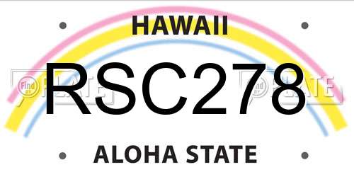 RSC278 Hawaii License Plate