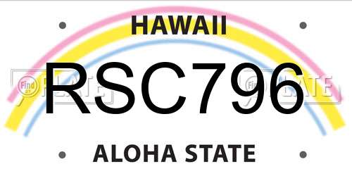 RSC796 Hawaii License Plate