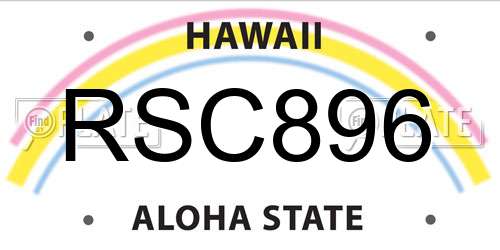 RSC896 Hawaii License Plate