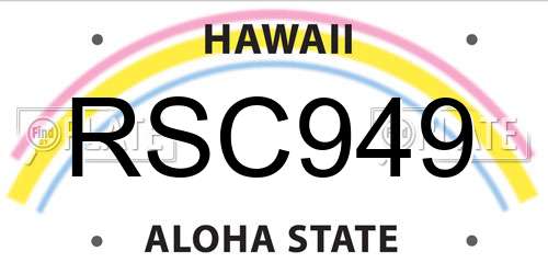 RSC949 Hawaii License Plate