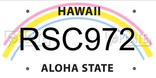 RSC972 Hawaii License Plate