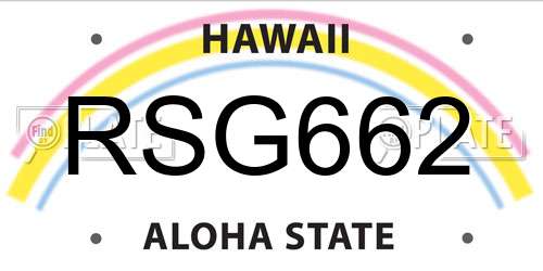 RSG662 Hawaii License Plate