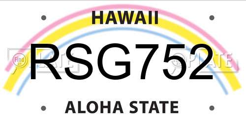 RSG752 Hawaii License Plate