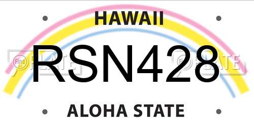 RSN428 Hawaii License Plate