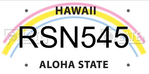 RSN545 Hawaii License Plate