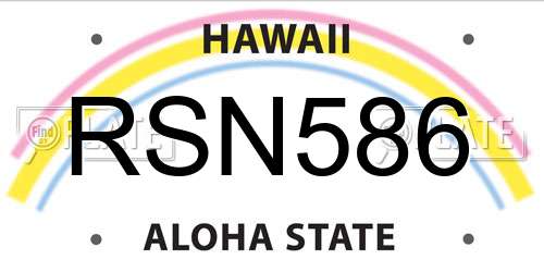 RSN586 Hawaii License Plate