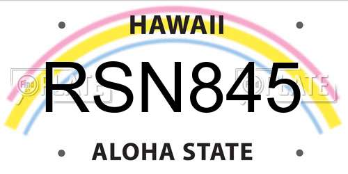 RSN845 Hawaii License Plate