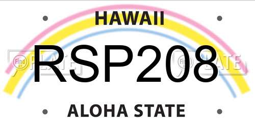 RSP208 Hawaii License Plate