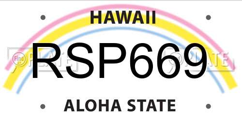 RSP669 Hawaii License Plate