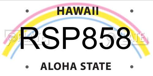 RSP858 Hawaii License Plate