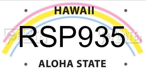 RSP935 Hawaii License Plate