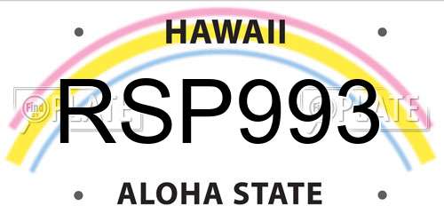 RSP993 Hawaii License Plate