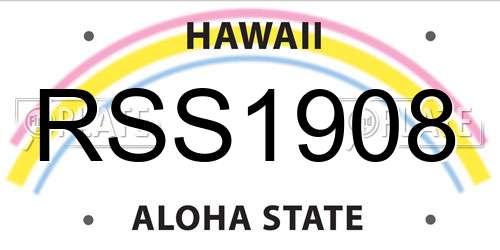 RSS1908 Hawaii License Plate