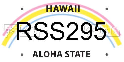 RSS295 Hawaii License Plate