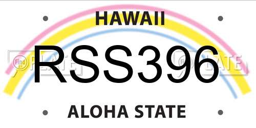 RSS396 Hawaii License Plate
