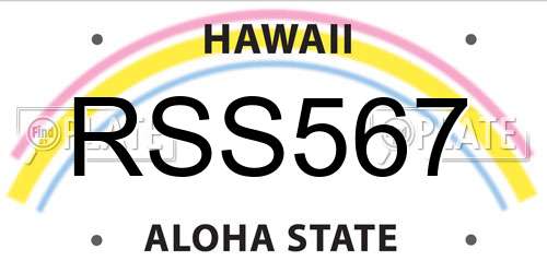 RSS567 Hawaii License Plate