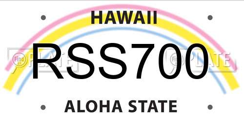 RSS700 Hawaii License Plate