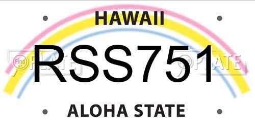 RSS751 Hawaii License Plate