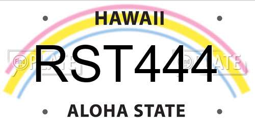 RST444 Hawaii License Plate