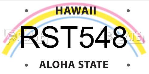 RST548 Hawaii License Plate