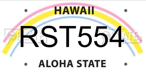 RST554 Hawaii License Plate