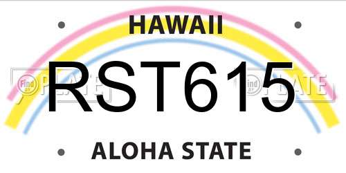 RST615 Hawaii License Plate