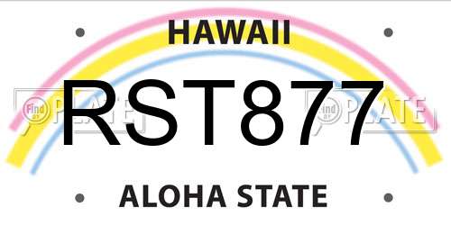 RST877 Hawaii License Plate