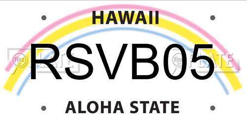 RSVB05 Hawaii License Plate