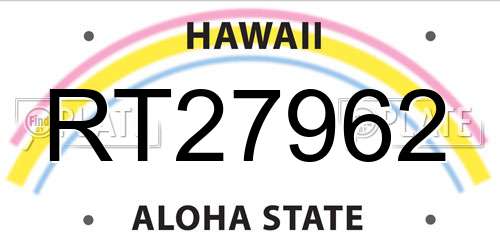 RT27962 Hawaii License Plate