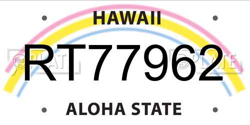 RT77962 Hawaii License Plate