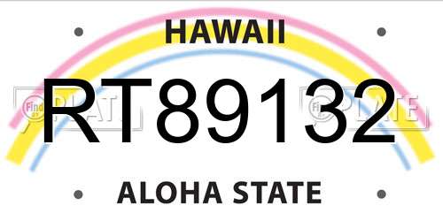 RT89132 Hawaii License Plate