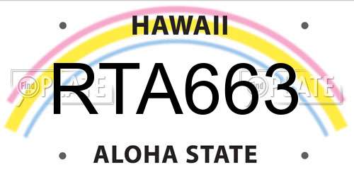 RTA663 Hawaii License Plate