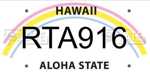RTA916 Hawaii License Plate