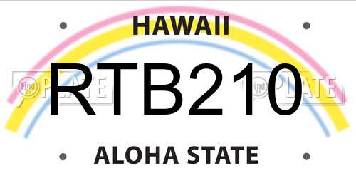 RTB210 Hawaii License Plate