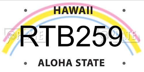 RTB259 Hawaii License Plate