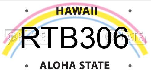RTB306 Hawaii License Plate