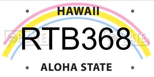 RTB368 Hawaii License Plate