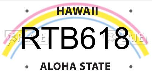 RTB618 Hawaii License Plate