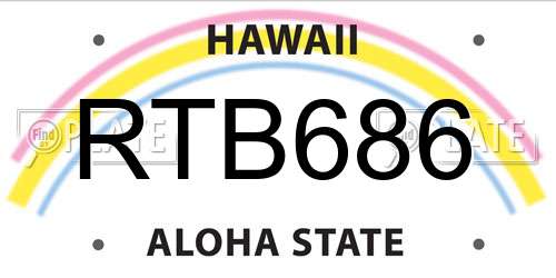 RTB686 Hawaii License Plate
