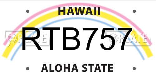 RTB757 Hawaii License Plate