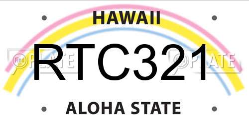RTC321 Hawaii License Plate
