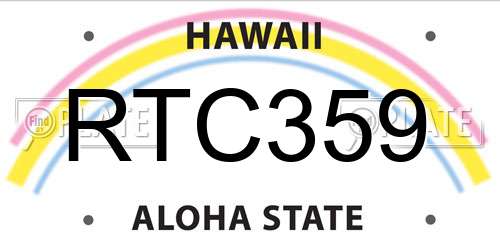 RTC359 Hawaii License Plate