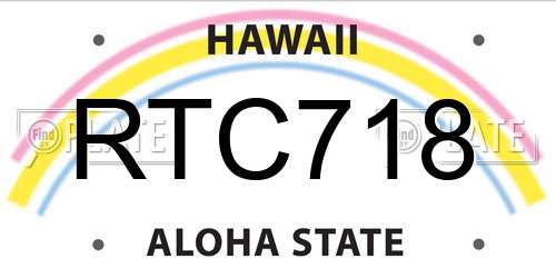 RTC718 Hawaii License Plate