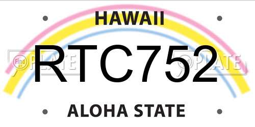 RTC752 Hawaii License Plate
