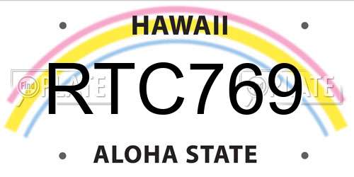 RTC769 Hawaii License Plate