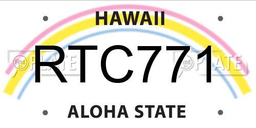 RTC771 Hawaii License Plate